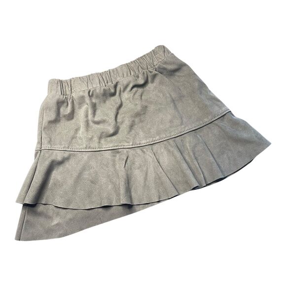 Little Lass Girls Size 5 Ruffled Faux Suede Olive Green Western Skirt - Picture 3 of 7